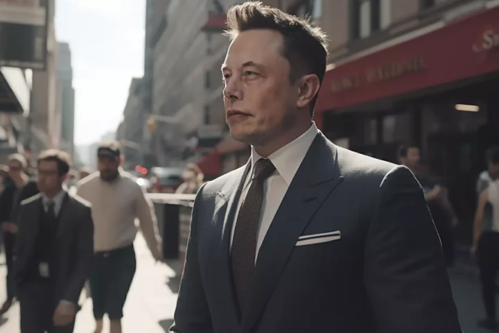 Elon Musk in New York using Midjourney prompts