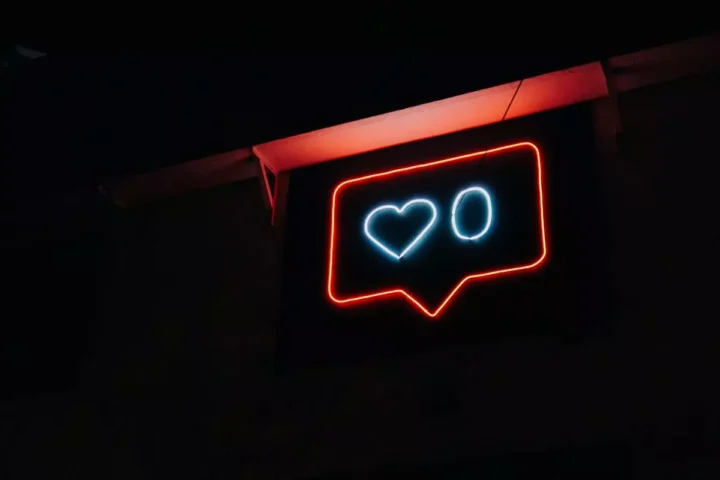 Neon counter of the Likes at social media