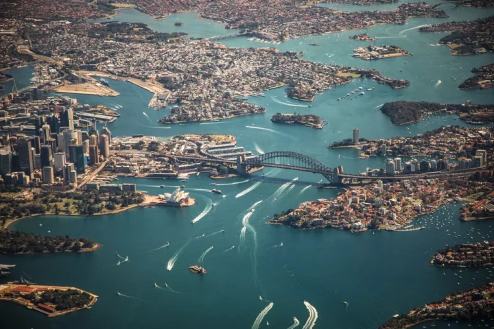 Birds Eye View of Sydney's harbour, Australia