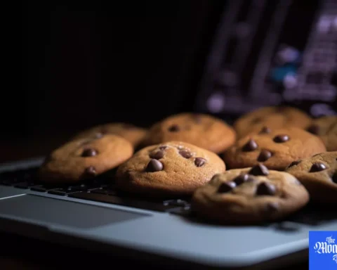 Cookies at open MacBook laptop