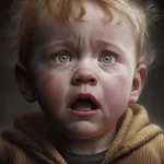 Scared little child created by AI