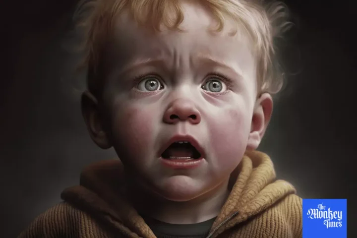 Scared little child created by AI