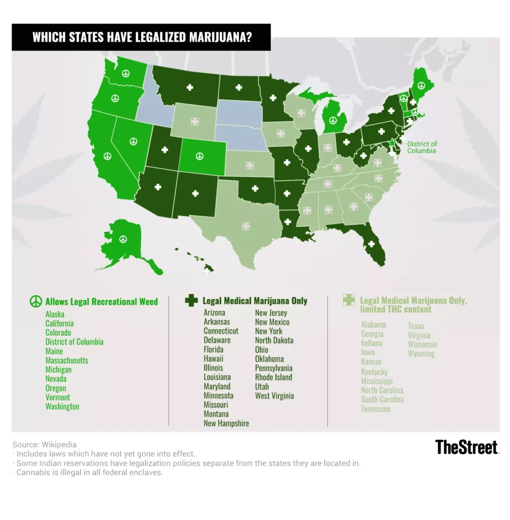 List of United States where marijuana is legalized.