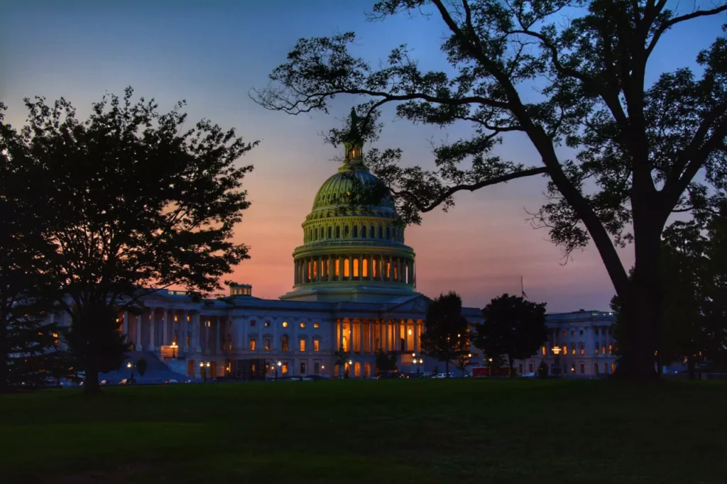 The Capitol building in the evening