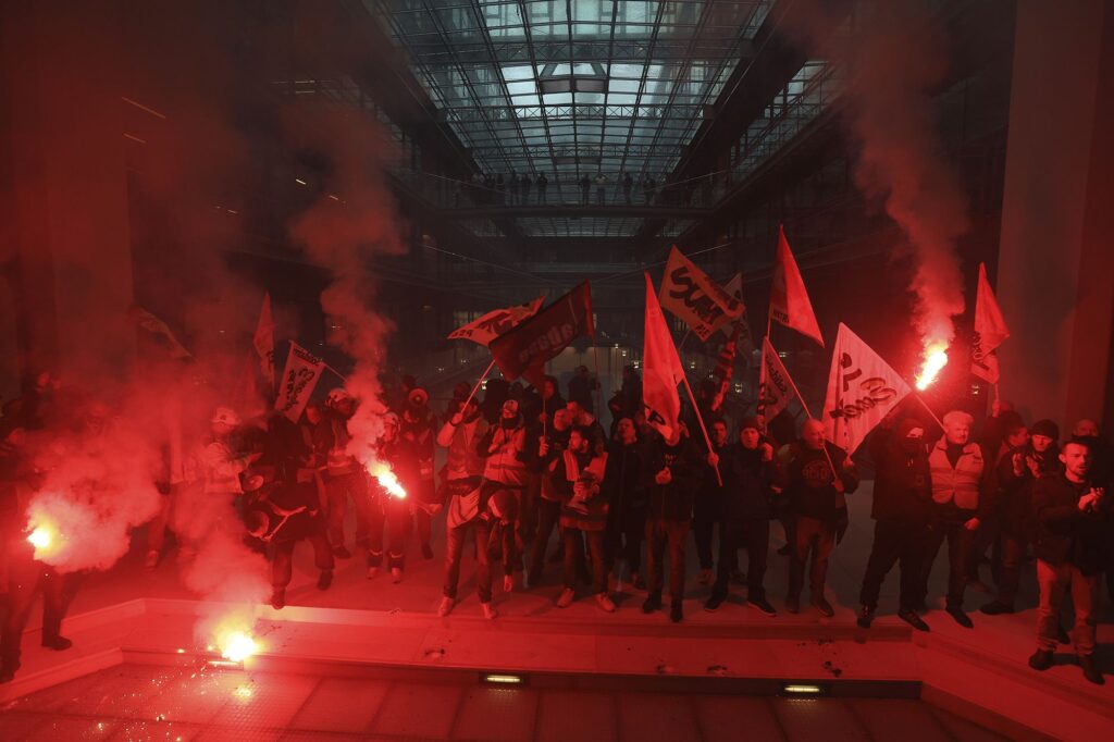 Protesters attacked the BlackRock in Paris.