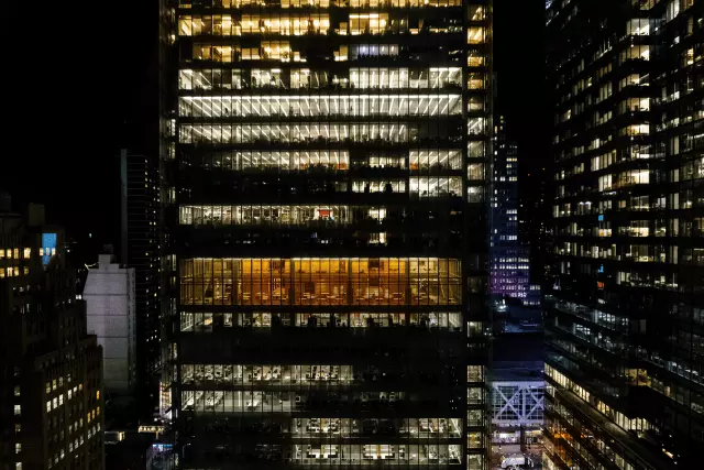 Office building in downtown at night