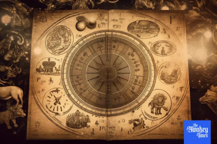 The old book with strange zodiac signs