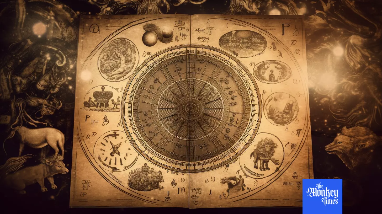 The old book with strange zodiac signs