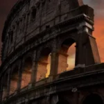 Drammatic view of Colosseum in Rome.