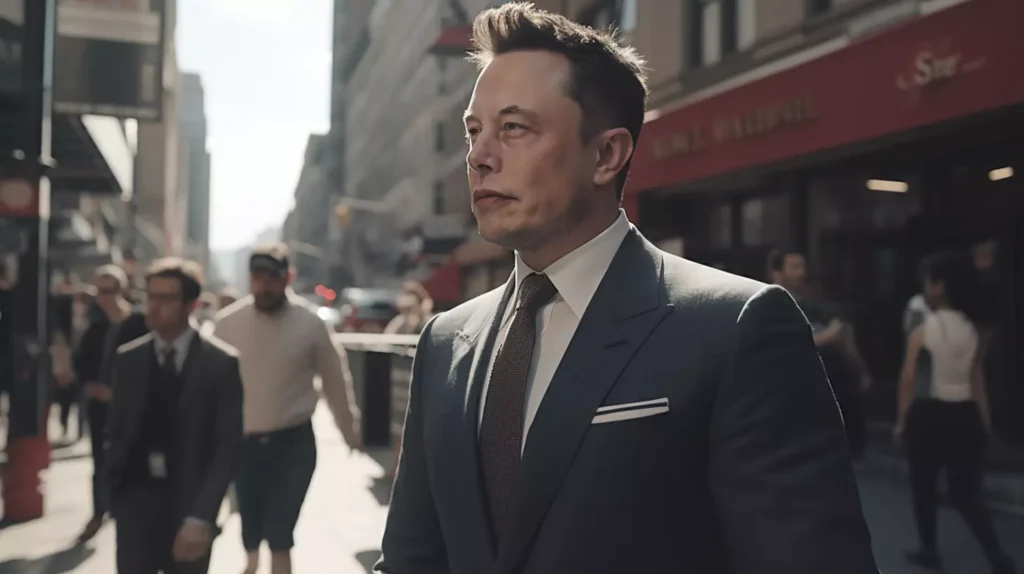 Elon Musk wearing suit and tie, New York