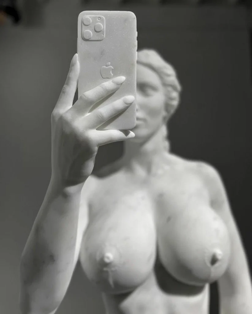 "Algorithmic Beauty" by Greg Lansky, marble sculpture, 2022