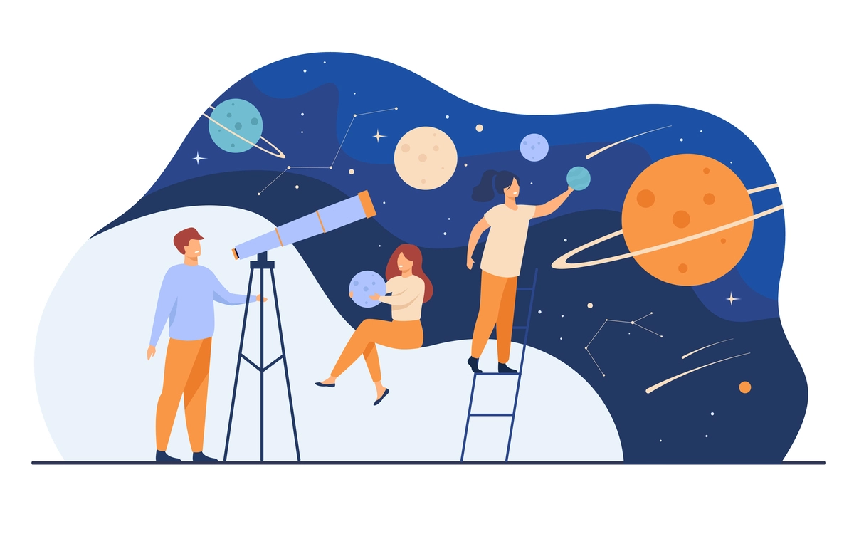 People and stars, flat design image