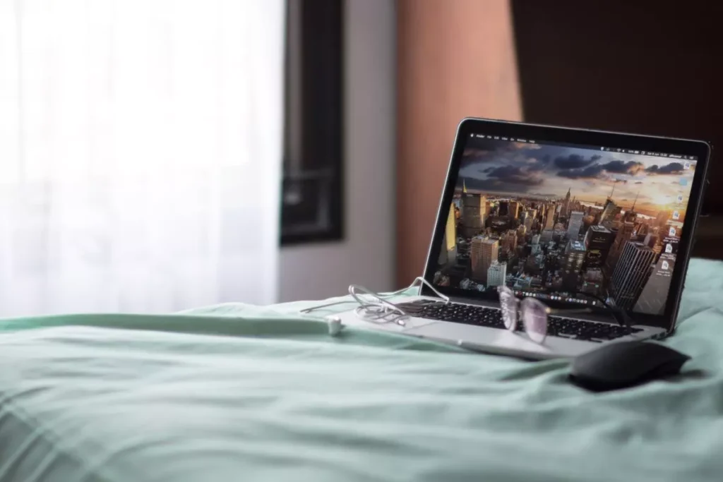 Laptop on the bed