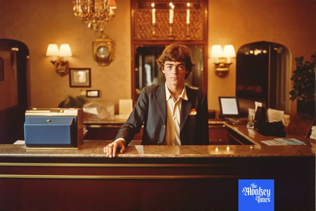 A young guy at reception desk in the hotel