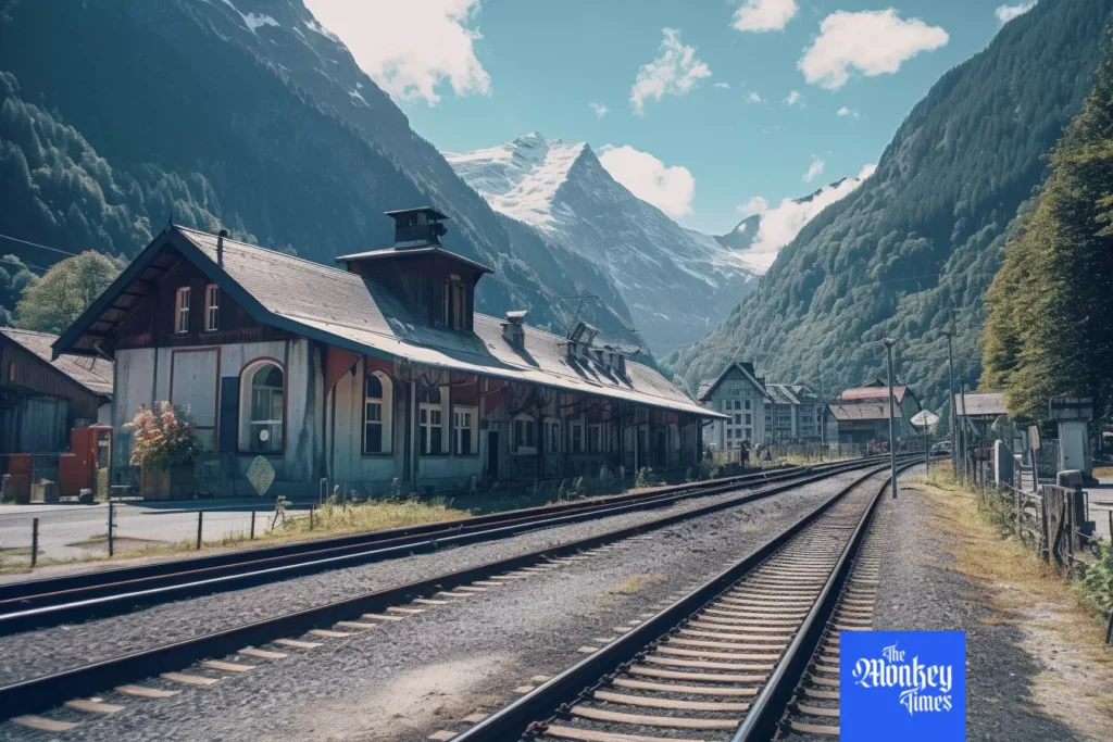 Railway station in Alps