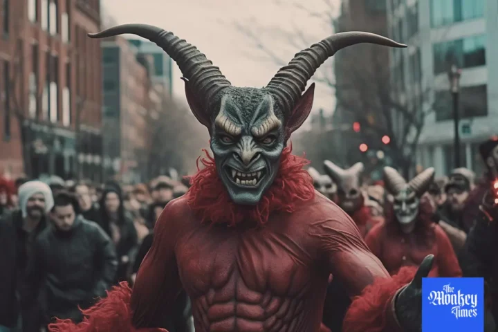 A person is acting as a Satan on the streets of Boston