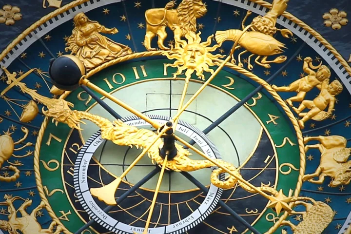 Astronomical clock with zodiac signs