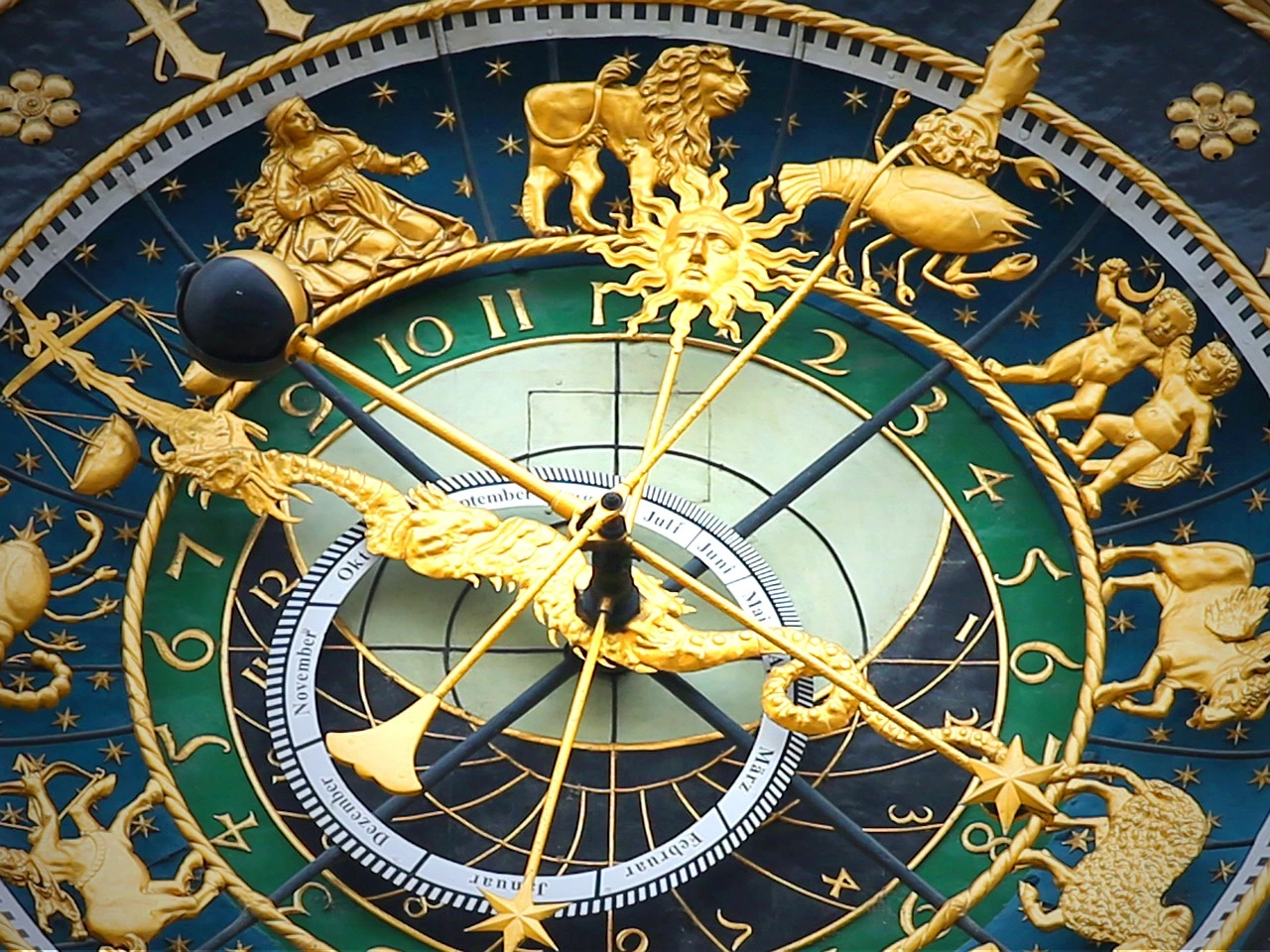 Astronomical clock with zodiac signs