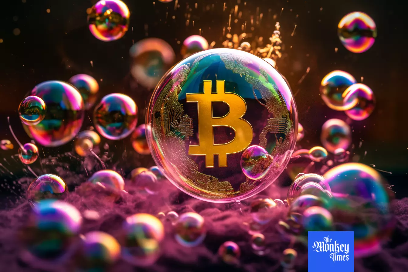Bitcoin sign in the bubble as symbol of cryptocurrency bubble